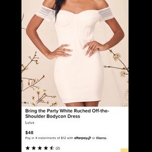Lulus off the shoulder white body con dress